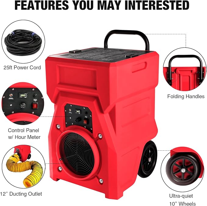 1000cfm Portable Industrial Air Purifier Negative Air Scrubber - Powerful 1HP Motor, True HEPA Filter, 2-Speed, alternate