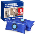 100g [ 6 Packs] Rechargeable Desiccant Packs for Storage, Color Indicating Silica Gel Desiccant Packets, Moisture absorbers