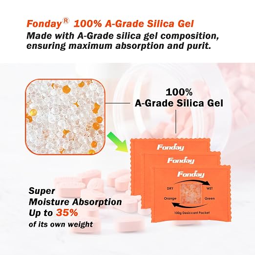 100g x 5 Packs Rechargeable Silica Gel Desiccant Packets Fast Reactivate Desiccant Bags Moisture Absorbers for Storage