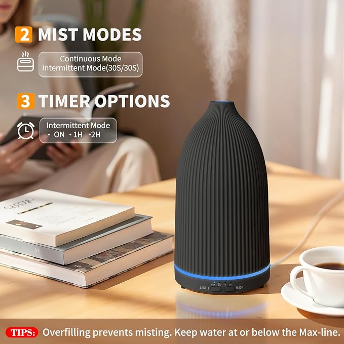 100ML Essential Oil Diffuser Ultrasonic Cool Mist Humidifier with 7 LED Lights, alternate product view 2
