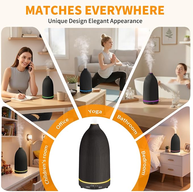 100ML Essential Oil Diffuser Ultrasonic Cool Mist Humidifier with 7 LED Lights, alternate product view 6