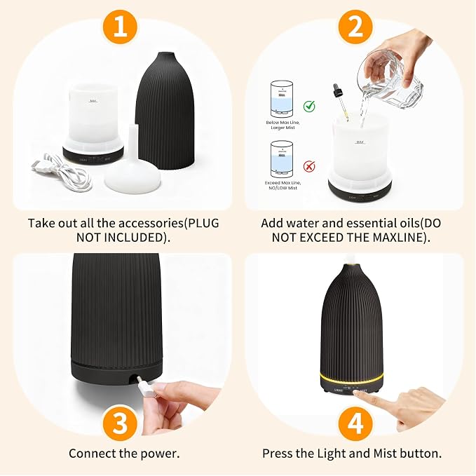 100ML Essential Oil Diffuser Ultrasonic Cool Mist Humidifier with 7 LED Lights, alternate product view 7