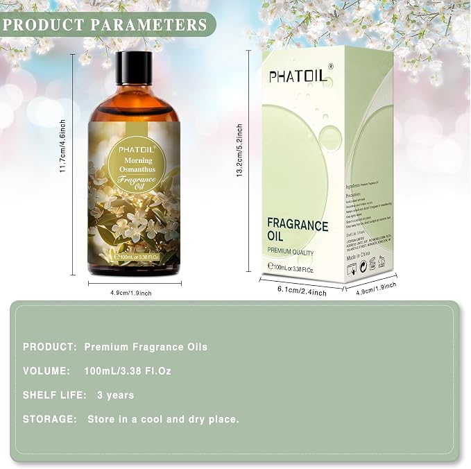 100ML Morning Osmanthus Fragrance Oils, Huge 3.38fl.oz Bottle Morning Osmanthus Oil, Pure Aromatherapy Oils for Diffuser
