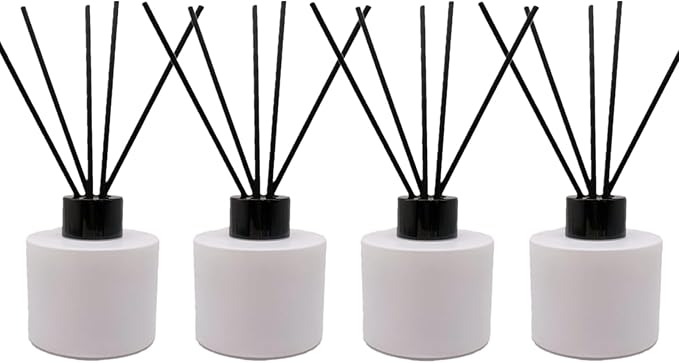 100ML Reed Diffuser Sets,3.4 OZ Empty Matte Round Glass Bottle with Black Sticks,Fragrance Replacement Container for Home