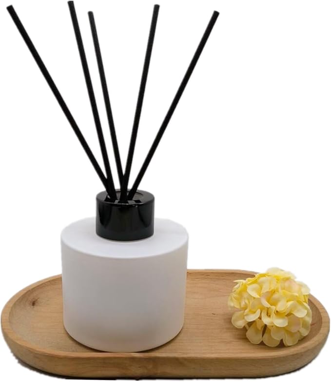 100ML Reed Diffuser Sets,3.4 OZ Empty Matte Round Glass Bottle with Black Sticks,Fragrance Replacement Container for Home