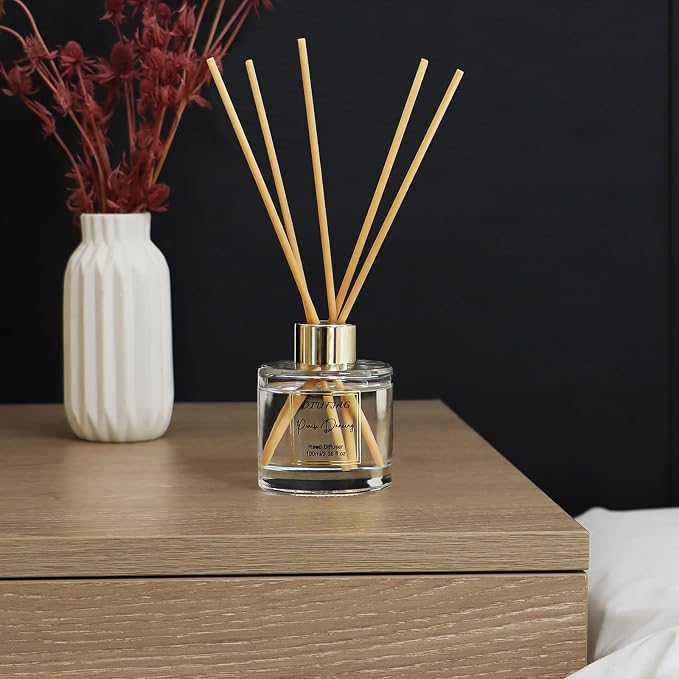 100ml Scent Diffuser with 6 Fiber Sticks, 3.5 oz Reed Diffuser Set Aromatherapy Fragrance Diffusers Air Fresheners for Home