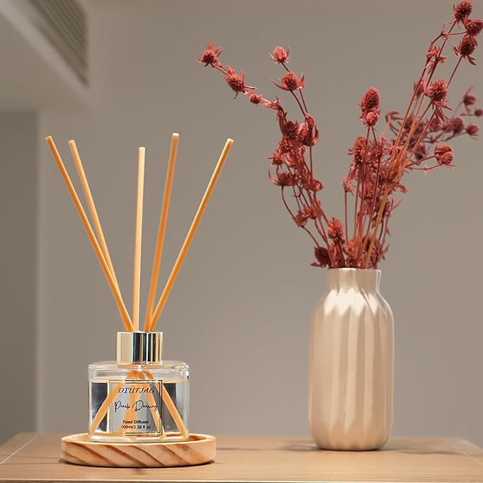 100ml Scent Diffuser with 6 Fiber Sticks, 3.5 oz Reed Diffuser Set Aromatherapy Fragrance Diffusers Air Fresheners for Home