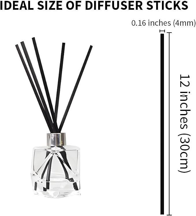 100PCS Black Fiber Reed Diffuser Sticks 12 Inch Long 4mm Diameter Strong Absorption Refill Replacement Reeds for Diffuser