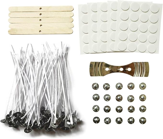 100Pcs Candle Wicks 5 Inch,100pcs Candle Wick Stickers,Candle Wick Centering Device,20 Pcs Metal Sustainer Tabs,5pcs, product