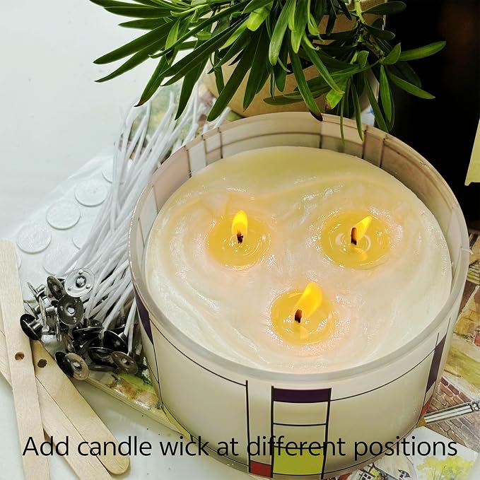 100Pcs Candle Wicks 5 Inch,100pcs Candle Wick Stickers,Candle Wick Centering Device,20 Pcs Metal Sustainer Tabs,5pcs