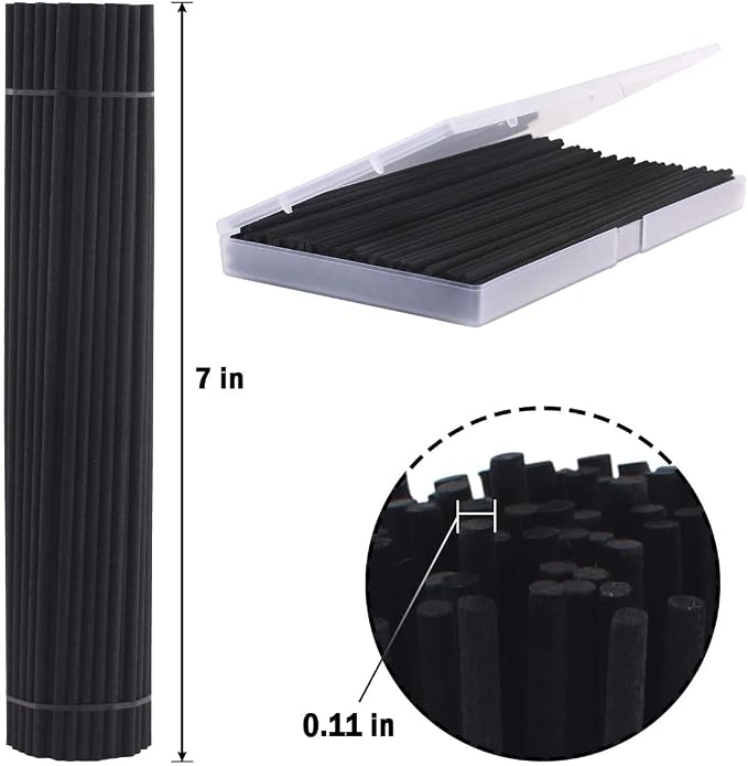 100PCS Reed Diffuser,7 Inch Aromatherapy Diffuser Black Fiber Sticks-Black Reed Diffuser Sticks for Home Office Spa and