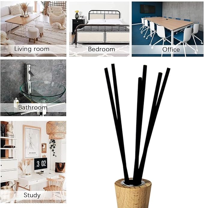 100PCS Reed Diffuser,7 Inch Aromatherapy Diffuser Black Fiber Sticks-Black Reed Diffuser Sticks for Home Office Spa and