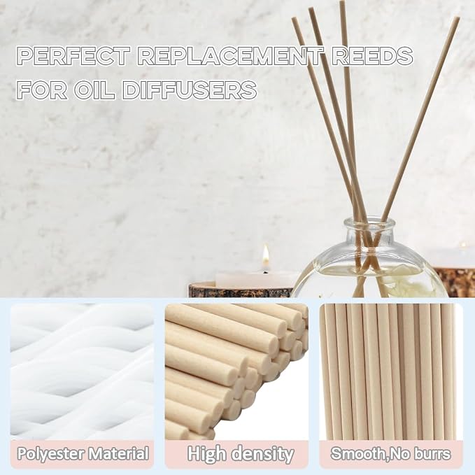 100PCS Reed Diffuser Sticks, 12 Inch Rattan Fiber Sticks Essential Oil Aroma Diffuser Sticks,Long-Lasting Diffuser