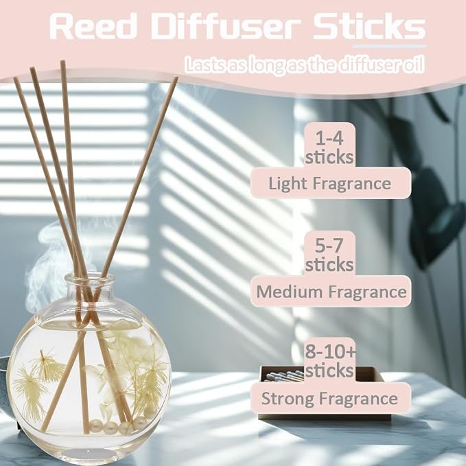 100PCS Reed Diffuser Sticks, 12 Inch Rattan Fiber Sticks Essential Oil Aroma Diffuser Sticks,Long-Lasting Diffuser