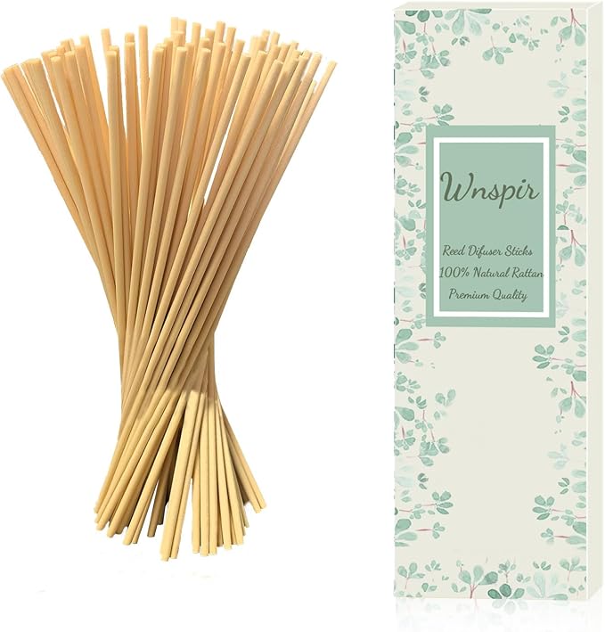 100PCS Reed Diffuser Sticks, Natural Rattan Wood Sticks Essential Oil Aroma Diffuser Sticks Refill Replacement for Aroma