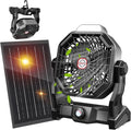 10400mAh Solar Fan with LED Lantern, Camping Fan with 7W Solar Panel, Rechargeable Solar Powered for Outside, Quiet Battery