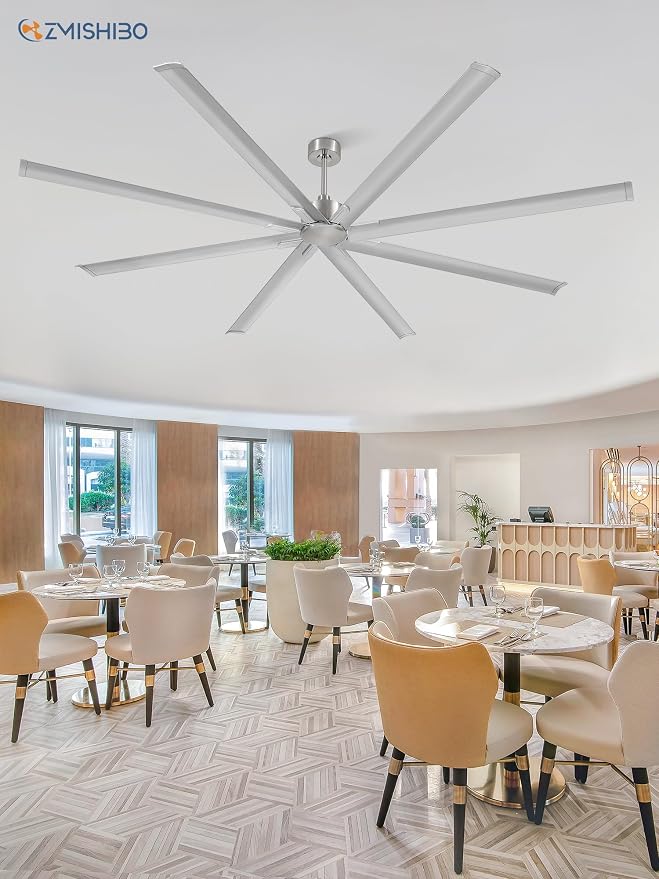 108 Inch Large Ceiling Fans with Remote, High Volume(HVLS) Industrial Ceiling Fan with Reversible DC Motor, 8 Blades, 3