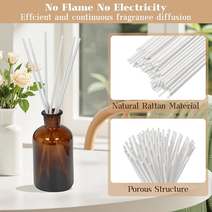 10inch Diffuser Replacement Sticks - 60 Pcs Fiber Reed Fragrance Sticks Refill for Home and Bathroom, alternate product view