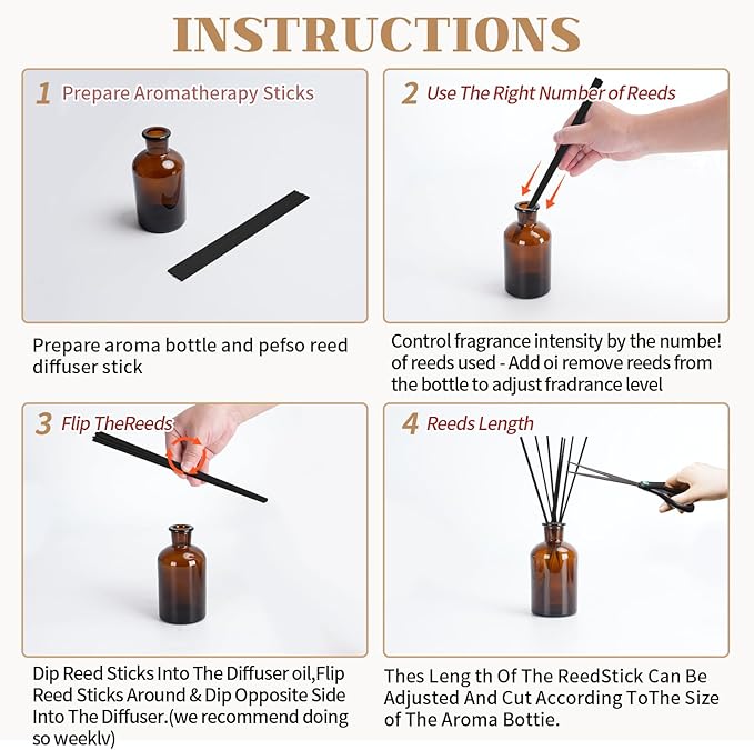 10inch Diffuser Replacement Sticks - 60 Pcs Fiber Reed Fragrance Sticks Refill for Home and Bathroom, alternate product view