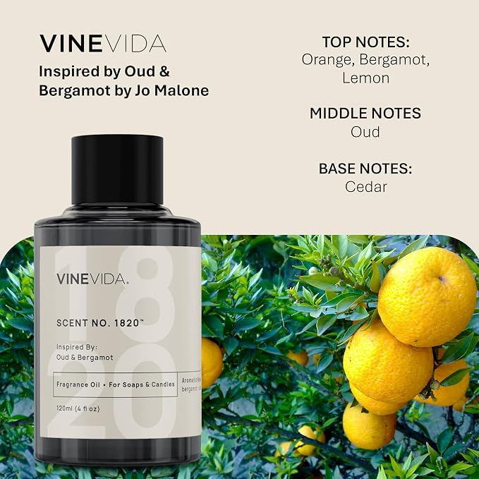 [10mL] Oud & Bergamot Fragrance Oil for Candle Making - Natural Candle Oil Scents - Soap Making Essential Oil - Made in USA