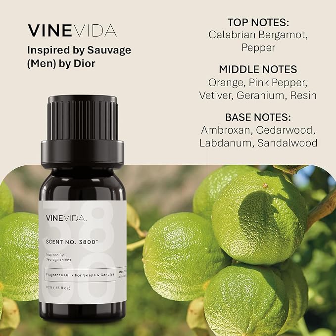 [10mL] Sauvage (Men) Fragrance Oil for Candle Making - Natural Candle Oil Scents - Soap Making Essential Oil - Made in USA