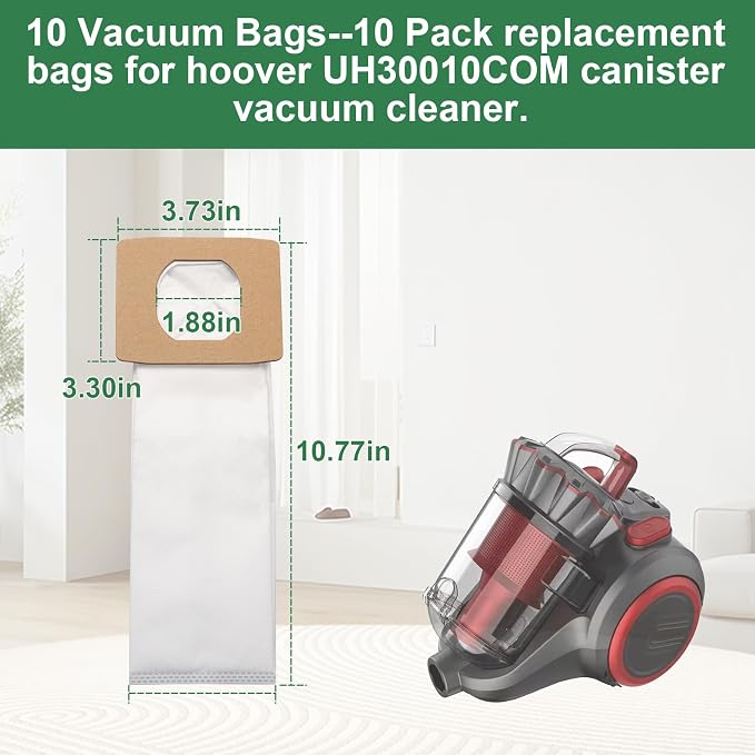 10PCS AH10005 Type I HEPA Vacuum Bags for Platinum Type I Canister Vacuum Cleaner, Canister Vacuum Bags For