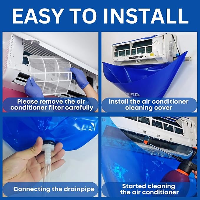 10Pcs Mini Split Cleaning Kit, Minisplit Cleaning Bag Air Conditioner Cleaning Cover for Mini Split Air Conditioners (Small)