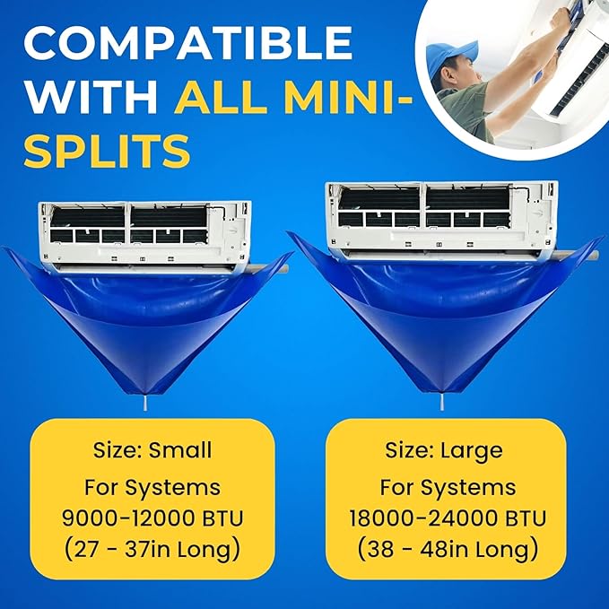 10Pcs Mini Split Cleaning Kit, Minisplit Cleaning Bag Air Conditioner Cleaning Cover for Mini Split Air Conditioners (Large)