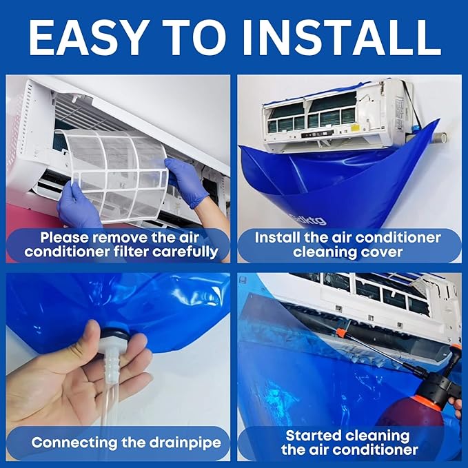 10Pcs Mini Split Cleaning Kit, Minisplit Cleaning Bag Air Conditioner Cleaning Cover for Mini Split Air Conditioners (Large)