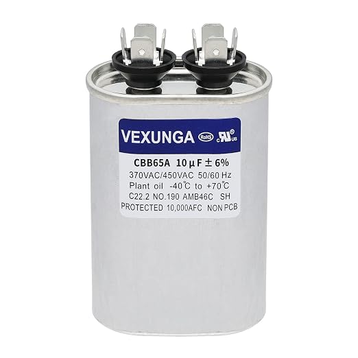 10uF 370/440VAC 50/60Hz CBB65 CBB65A Oval Run Start Capacitor 10 MFD 370V/440V Air Conditioner Capacitors for AC Unit Fan