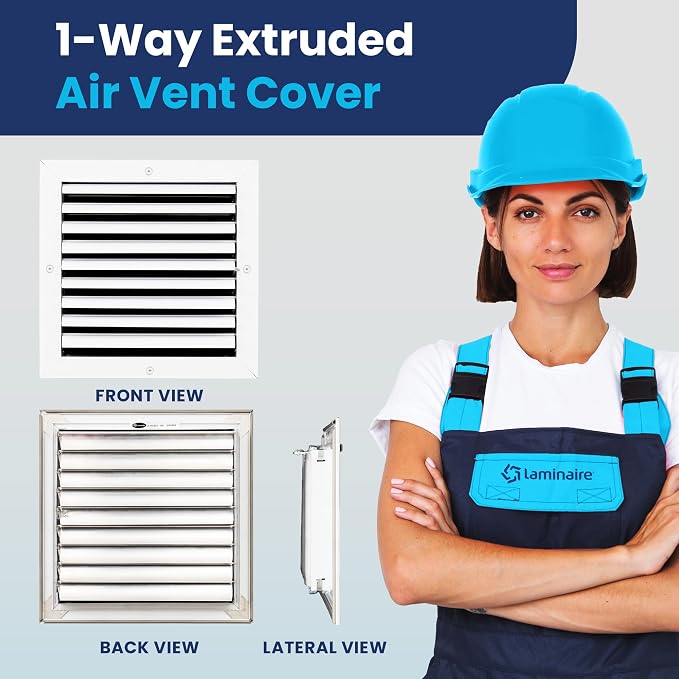 10x10 Inch (Duct Opening) Aluminum 1-Way Air Flow Vent – HVAC Vent Cover for Wall or Ceiling – Quiet HVAC Wall, alternate