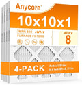10x10x1 Air Filter 4 Pack MERV 8 HVAC AC Furnace Pleated Air Filters for Home Office MPR 600 FPR 5 (Actual Size
