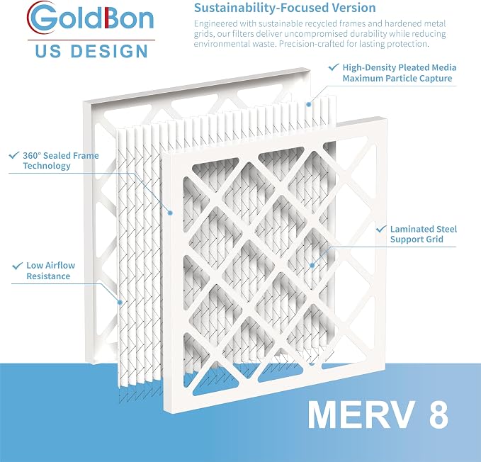 10x10x1 Air Filter 4 Pack MERV 8 MPR 700 FPR 5- AC Filter USA Design- Electrostatic Pleated Air Conditioner HVAC, alternate