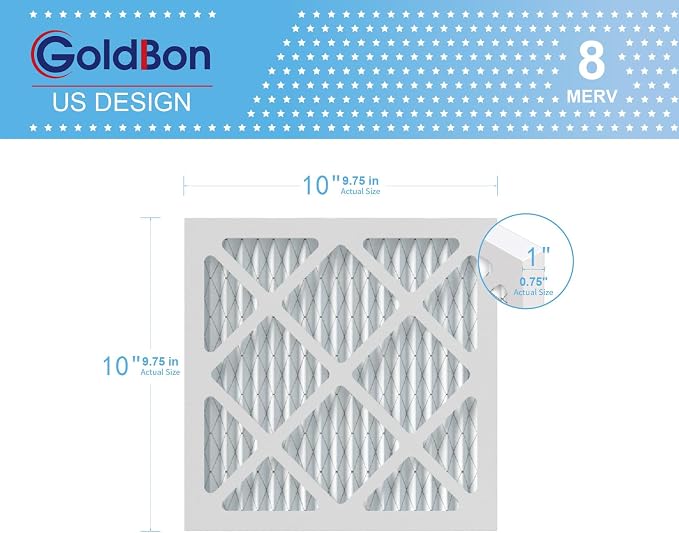 10x10x1 Air Filter 4 Pack MERV 8 MPR 700 FPR 5- AC Filter USA Design- Electrostatic Pleated Air Conditioner HVAC, alternate