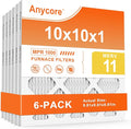 10x10x1 Air Filter 6 Pack MERV 11 AC Furnace HVAC Pleated Filters for Home Office MPR 1000 FPR 7 (Actual Size: 9.81x9.81x0.81