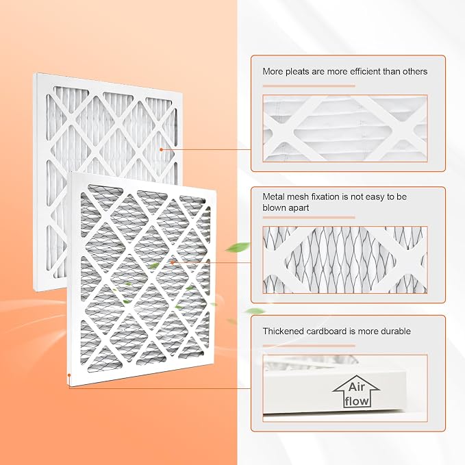10x10x1 Air Filter 6 Pack MERV 11 AC Furnace HVAC Pleated Filters for Home Office MPR 1000 FPR 7 (Actual Size: 9.81x9.81x0.81