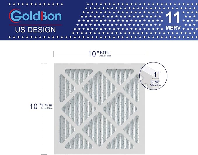 10x10x1 Air Filter 6-Pack MERV 11 MPR 1000 FPR 7- AC Filter USA Design- Electrostatic Pleated Air Conditioner HVAC AC Furnace