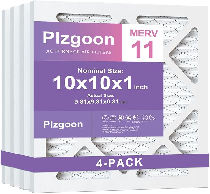 10x10x1 Air Filter MERV 11 (4 Pack) MPR 1000 Pleated Air Conditioner Filter for Home HVAC AC Furnace Filter (Exact