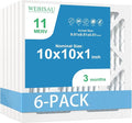 10x10x1 Air Filter MERV 11 MPR 1000 Furnace Filters Pleated HVAC AC Furnace Air Filters,Air Conditioner Filters 6Pack (Actual