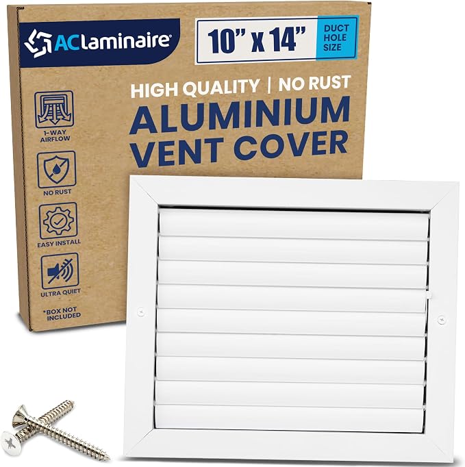 10x14 Inch (Duct Opening) Aluminum 1-Way Air Flow Vent – HVAC Vent Cover for Wall or Ceiling – Quiet HVAC Wall Register with