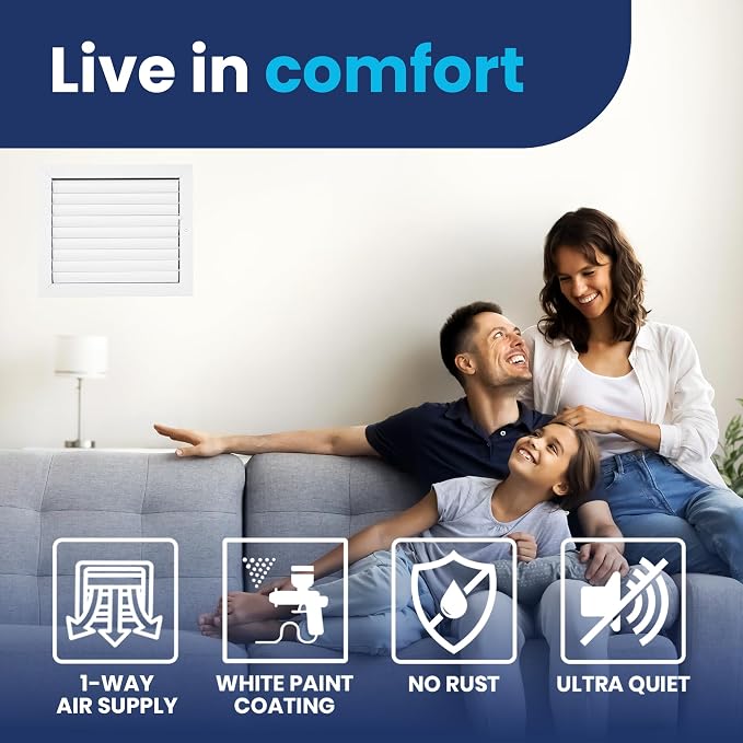 10x14 Inch (Duct Opening) Aluminum 1-Way Air Flow Vent – HVAC Vent Cover for Wall or Ceiling – Quiet HVAC Wall Register with