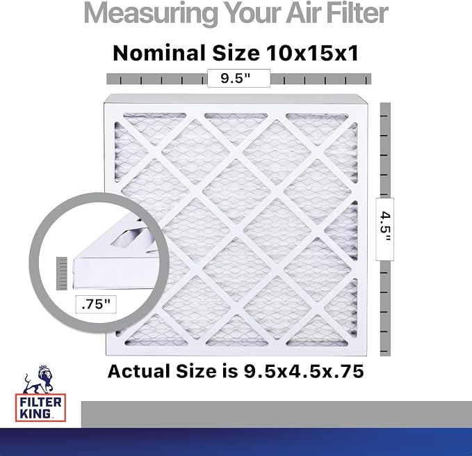 10x15x1 Air Filter | 4-PACK | Carbon MERV 8 HVAC Pleated A/C Furnace Filters | MADE IN USA | Actual Size: 9.5 x 14.5 x.75"