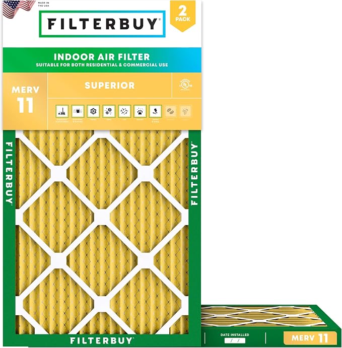 10x18x1 Air Filter MERV 11 Superior Pet & Allergy Defense (2-Pack), Electrostatic Pleated HVAC AC Furnace Filters