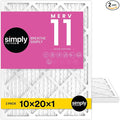 10x20x1 Air Filter, MERV 11, 2 Pack, Furnace Air Filter for HVAC (Actual Size: 9.75"x19.75"x0.75") DUST, Pet & Allergy