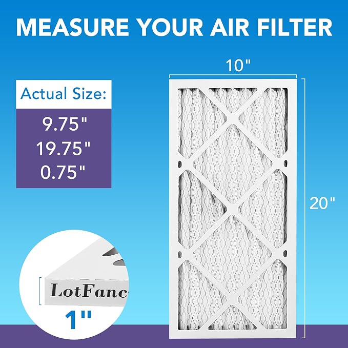 10x20x1 Air Filter MERV 11 6-Pack, Electrostatic Pleated AC Furnace Air Filter, Captures Dust, Smog & Pet, alternate view 2