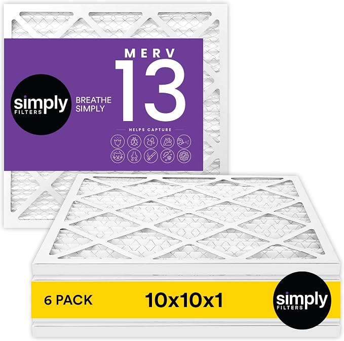 10x20x1 Air Filter, MERV 13, 12 Pack, Furnace Air Filter for HVAC (Actual Size: 9.75"x19.75"x0.75") DUST, Pet & Allergy