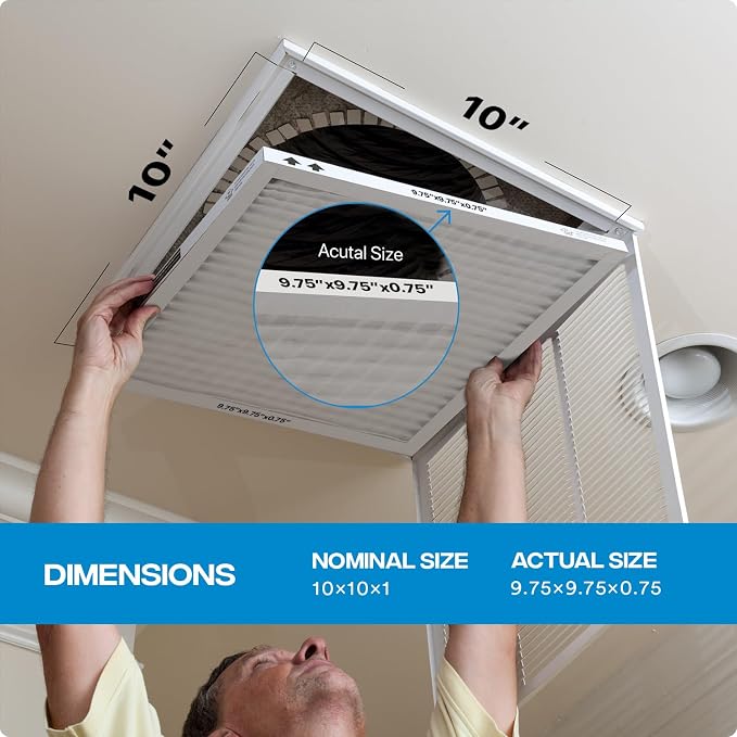 10x20x1 Air Filter, MERV 13, 12 Pack, Furnace Air Filter for HVAC (Actual Size: 9.75"x19.75"x0.75") DUST, Pet & Allergy