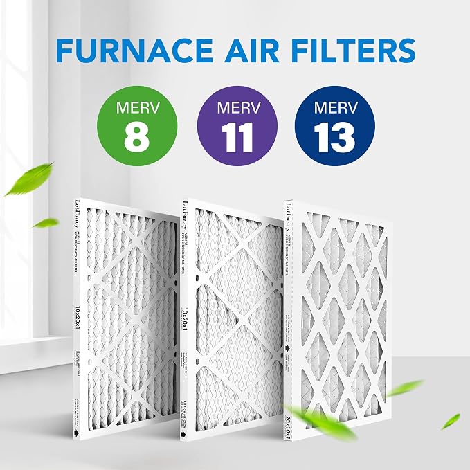 10x20x1 Air Filter MERV 8 6-Pack, Electrostatic Pleated Furnace & AC Filter, Captures Dust, Pet Hair, Pollen, Actual Size