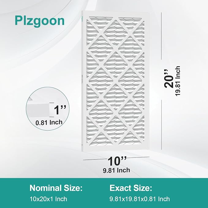 10x20x1 Air Filter MERV 8 MPR 600 (4 Pack) Pleated HVAC Furnace Filters for Home Air Conditioner AC Heating System (Exact