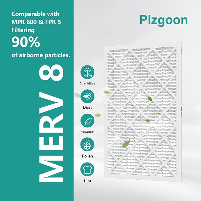 10x20x1 Air Filter MERV 8 MPR 600 (4 Pack) Pleated HVAC Furnace Filters for Home Air Conditioner AC Heating System (Exact